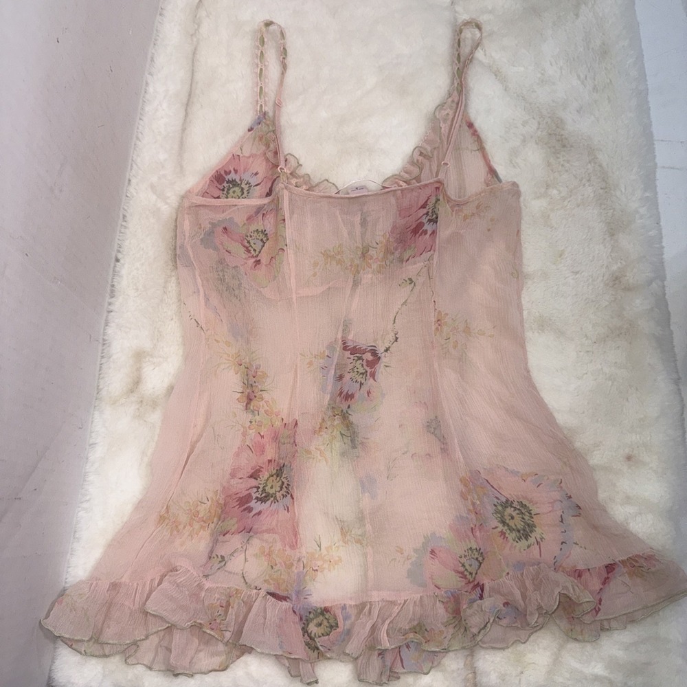 Vtg Y2K Victoria's Secret 100% Silk Set Floral Milkmaid Babydoll Chemise Slip S - Picture 11 of 16